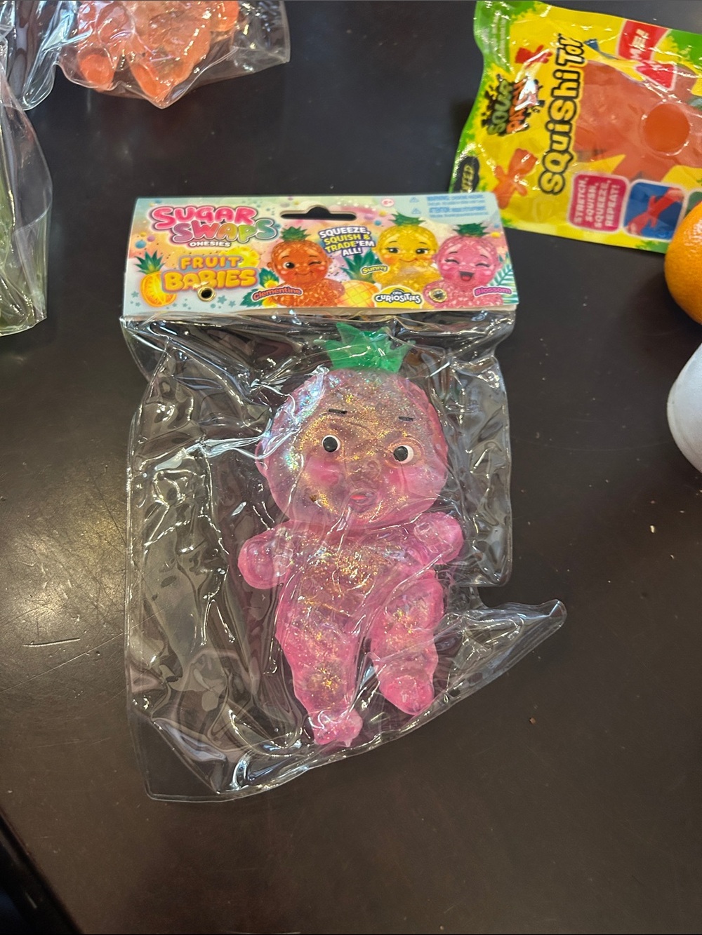 Sugar Swag Fruit Babies Pink Glitter Squeeze Toy